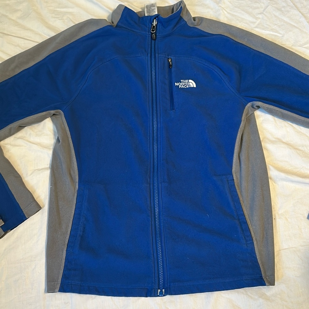Men’s blue/grey North Face fleece size small
